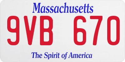 MA license plate 9VB670
