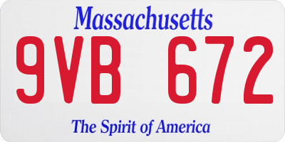 MA license plate 9VB672