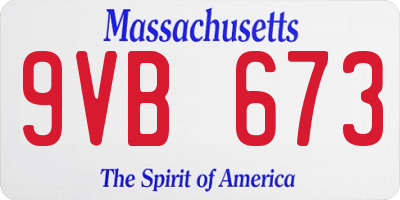 MA license plate 9VB673
