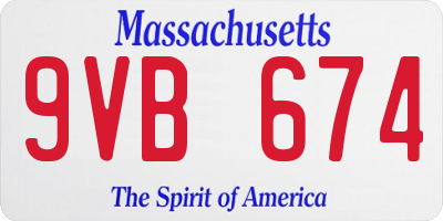 MA license plate 9VB674