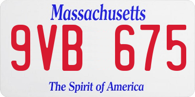 MA license plate 9VB675