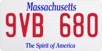 MA license plate 9VB680