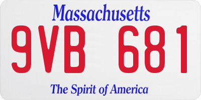 MA license plate 9VB681