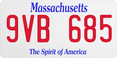 MA license plate 9VB685