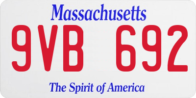 MA license plate 9VB692
