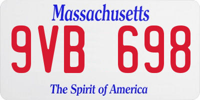 MA license plate 9VB698