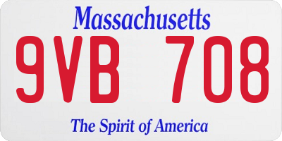 MA license plate 9VB708