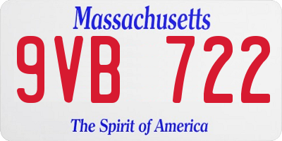 MA license plate 9VB722