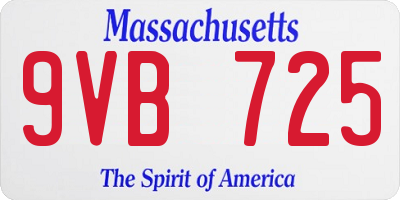 MA license plate 9VB725