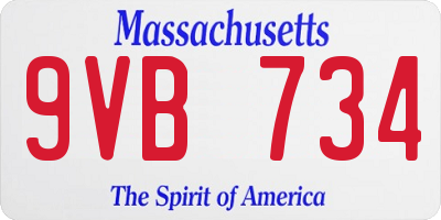 MA license plate 9VB734