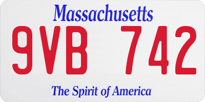 MA license plate 9VB742