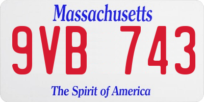 MA license plate 9VB743