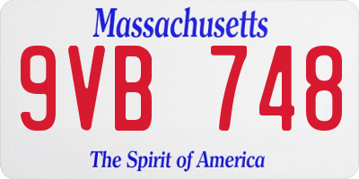 MA license plate 9VB748