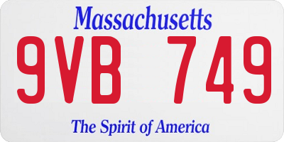 MA license plate 9VB749