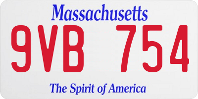 MA license plate 9VB754