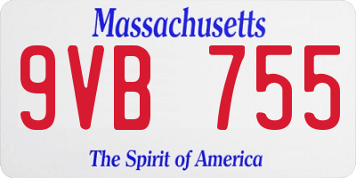 MA license plate 9VB755