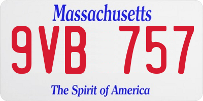 MA license plate 9VB757