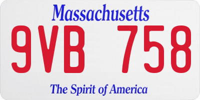 MA license plate 9VB758