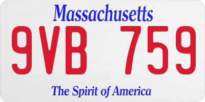 MA license plate 9VB759