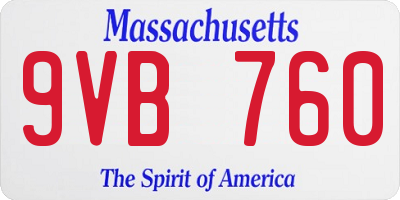 MA license plate 9VB760