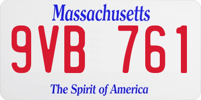 MA license plate 9VB761
