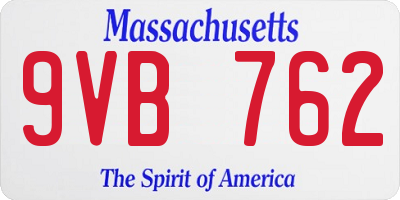 MA license plate 9VB762