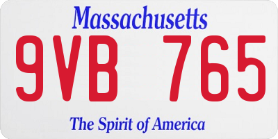 MA license plate 9VB765