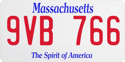 MA license plate 9VB766