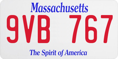 MA license plate 9VB767