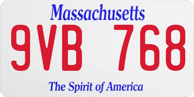 MA license plate 9VB768