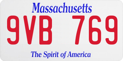 MA license plate 9VB769