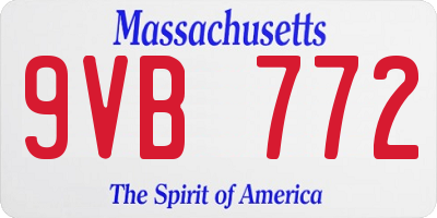 MA license plate 9VB772