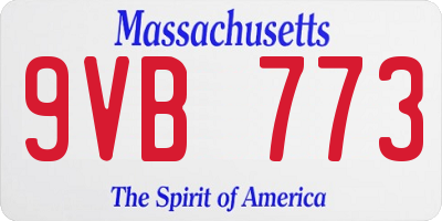MA license plate 9VB773