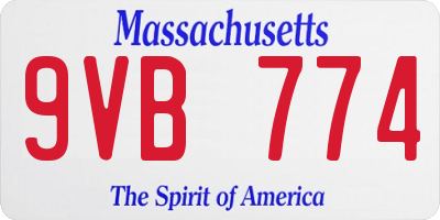 MA license plate 9VB774