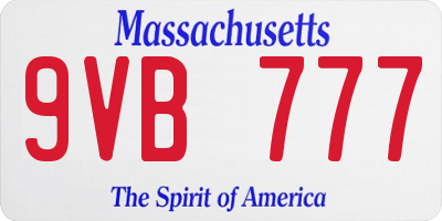 MA license plate 9VB777