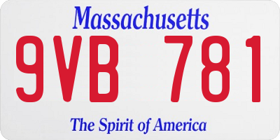 MA license plate 9VB781