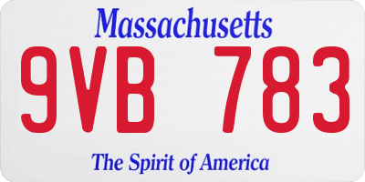 MA license plate 9VB783