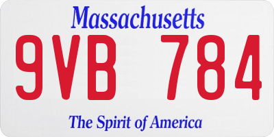 MA license plate 9VB784
