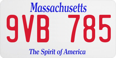 MA license plate 9VB785