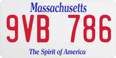 MA license plate 9VB786