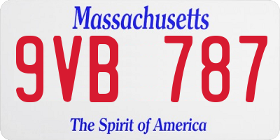 MA license plate 9VB787