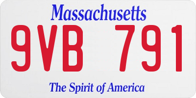 MA license plate 9VB791