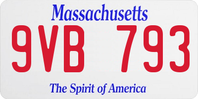 MA license plate 9VB793