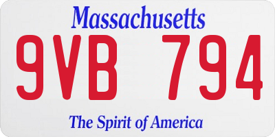 MA license plate 9VB794