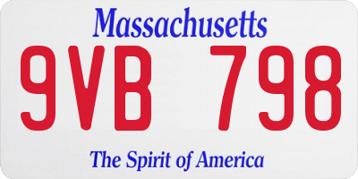 MA license plate 9VB798