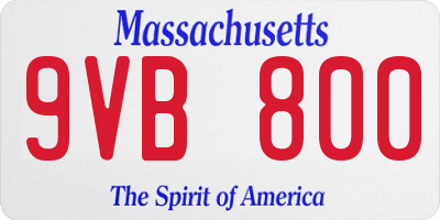 MA license plate 9VB800