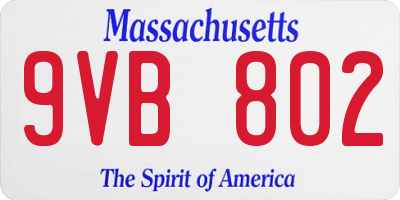 MA license plate 9VB802