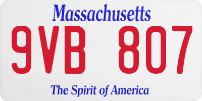 MA license plate 9VB807