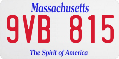 MA license plate 9VB815