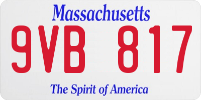 MA license plate 9VB817